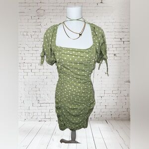 Lumiere Olive Polka Dot Mini Dress